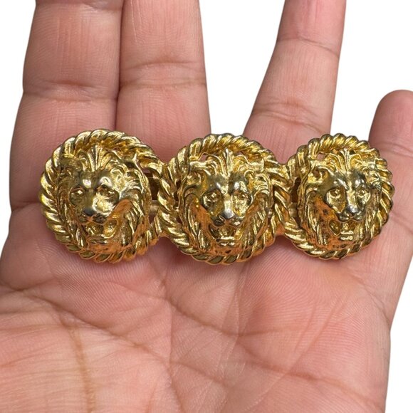 Unbranded Accessories - Vintage Iconic Lion Heads Barrette Hair Clips Gold Tone Made In France